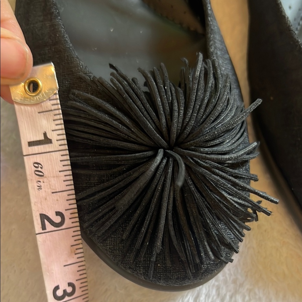 THE FLEXX Black Comfort Flats Pom Pom Lino Pearl ballet flats - Picture 3 of 16